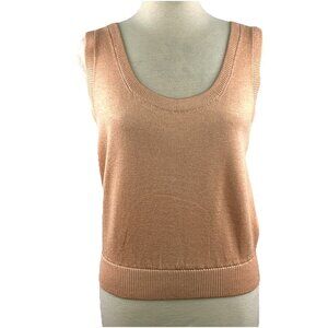 Marie St John L Peachy Pink Sleeveless Knit Tank Top Wool Rayon USA Made